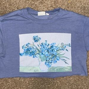 Mighty fine cropped lavender, white Ty dye, and Vincent Van Gogh flowers.